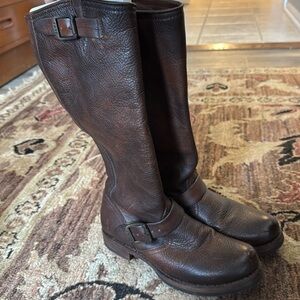 Frye boots with side buckle